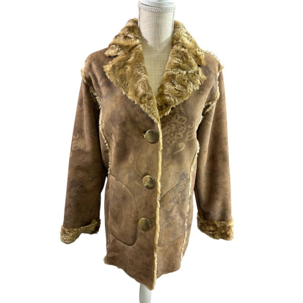 Chico's Faux Fur Coat Sz Small / US 4 Soft Cozy Boho Southwest
